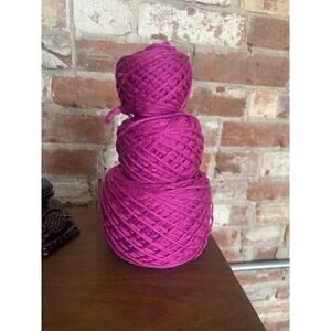 Up-cycled Boho Magenta Ribbon Tape Yarn Orchid Pink Knitting Yarn 3 Cakes